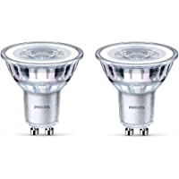 Philips Lighting Bombilla LED Foco GU10 Cristal Pack de 2- 4.6 W equivalente a 50 W- luz blanca cálida- 355 lúmenes- no…